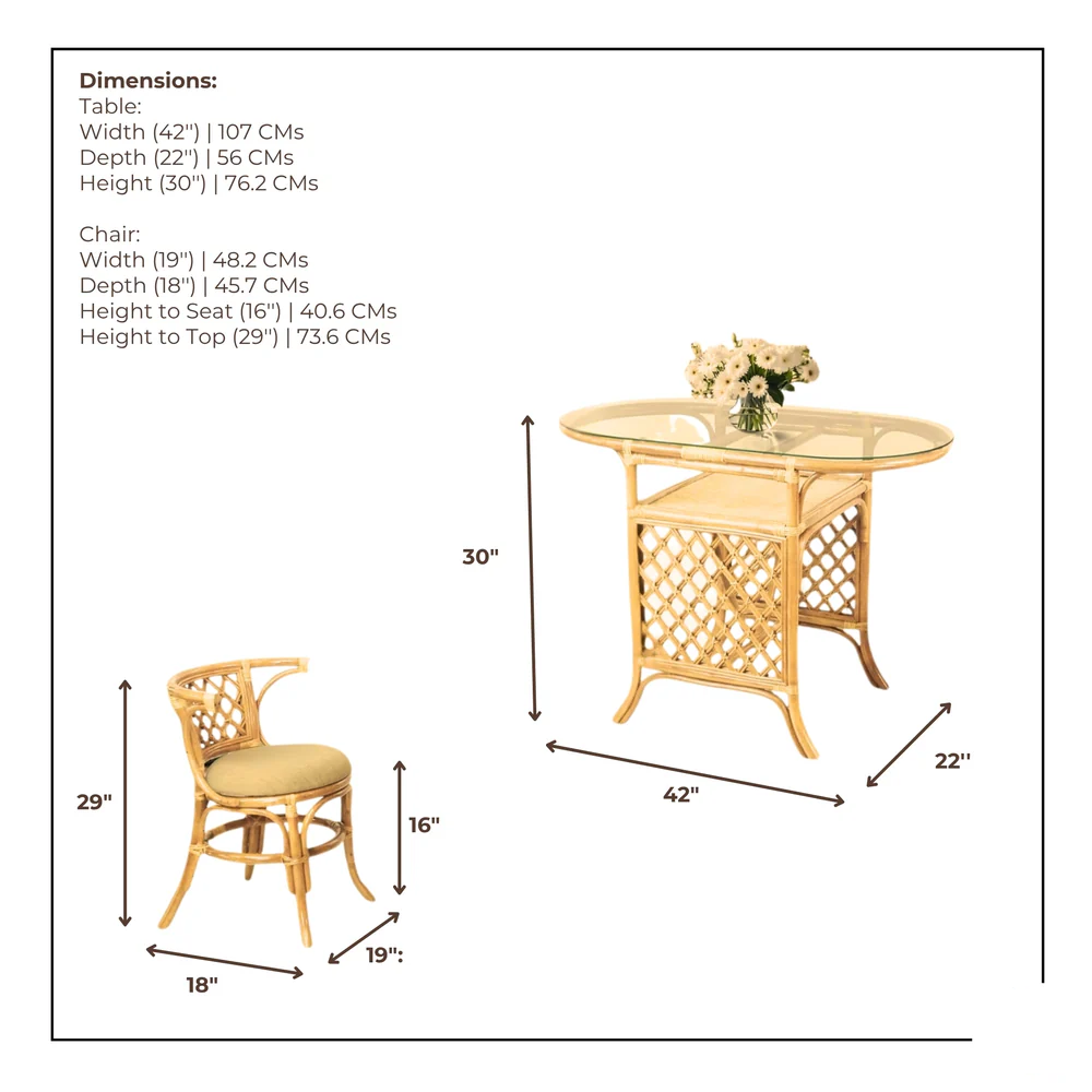 Dining Table Set with Twisted Twine Rattan Table and Chairs (Excluding Glass)