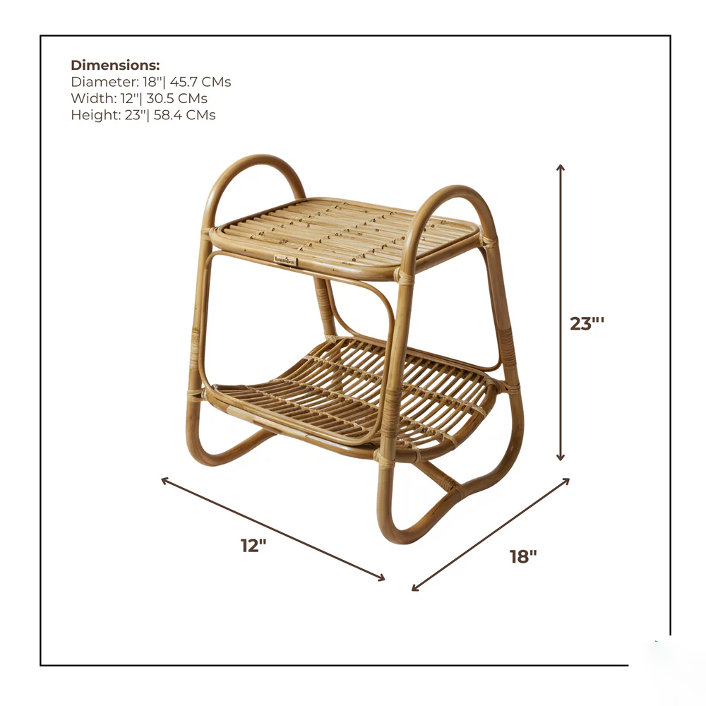 Side Table with Double-Tier Rattan Design