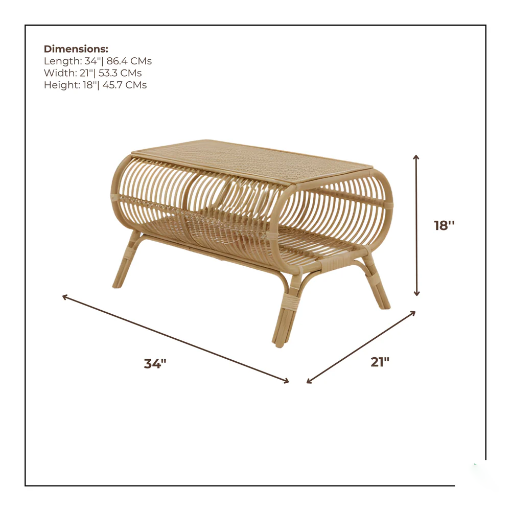 Center Table with Rattan Shelf - Tropical Living Design