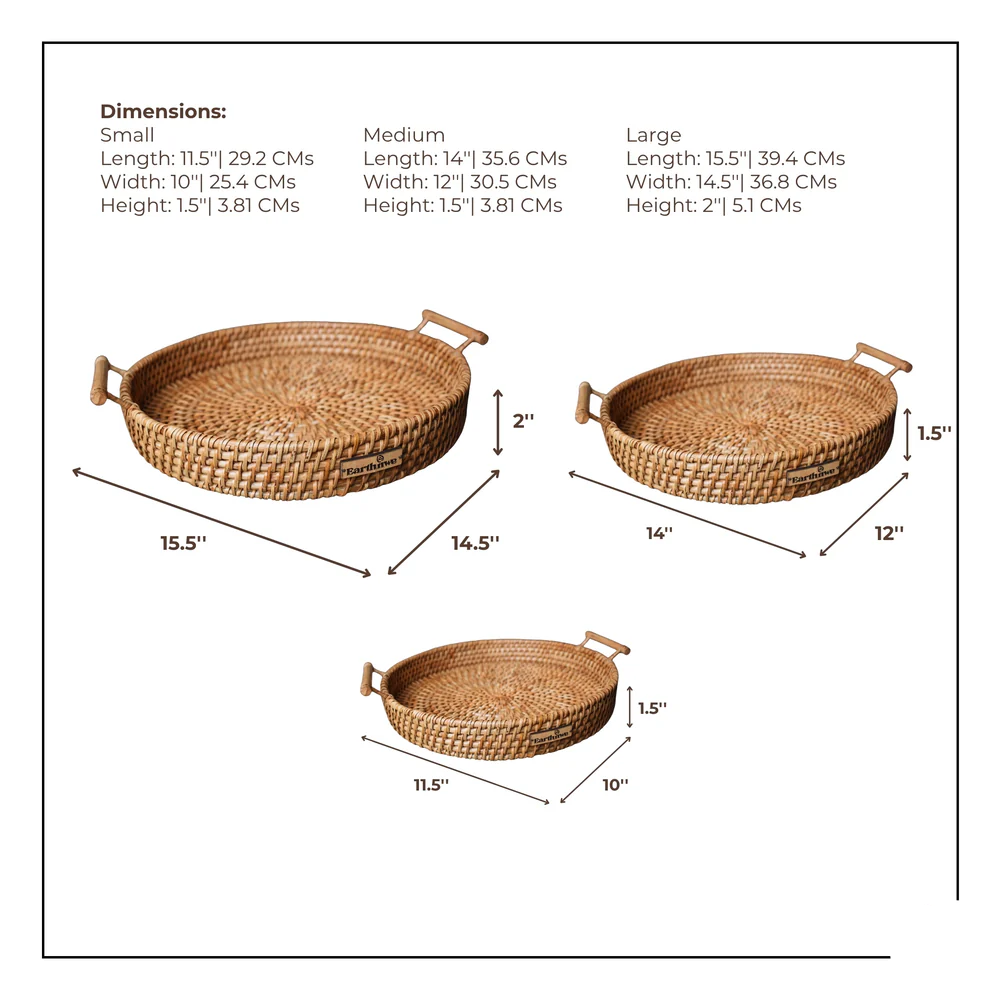 Earth Nest - Eco Nesting Rattan Trays for Modern Indian Homes (Set of 3)