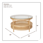 Coffee Table with Circular Chic Design and Natural Rattan (Without Glass)