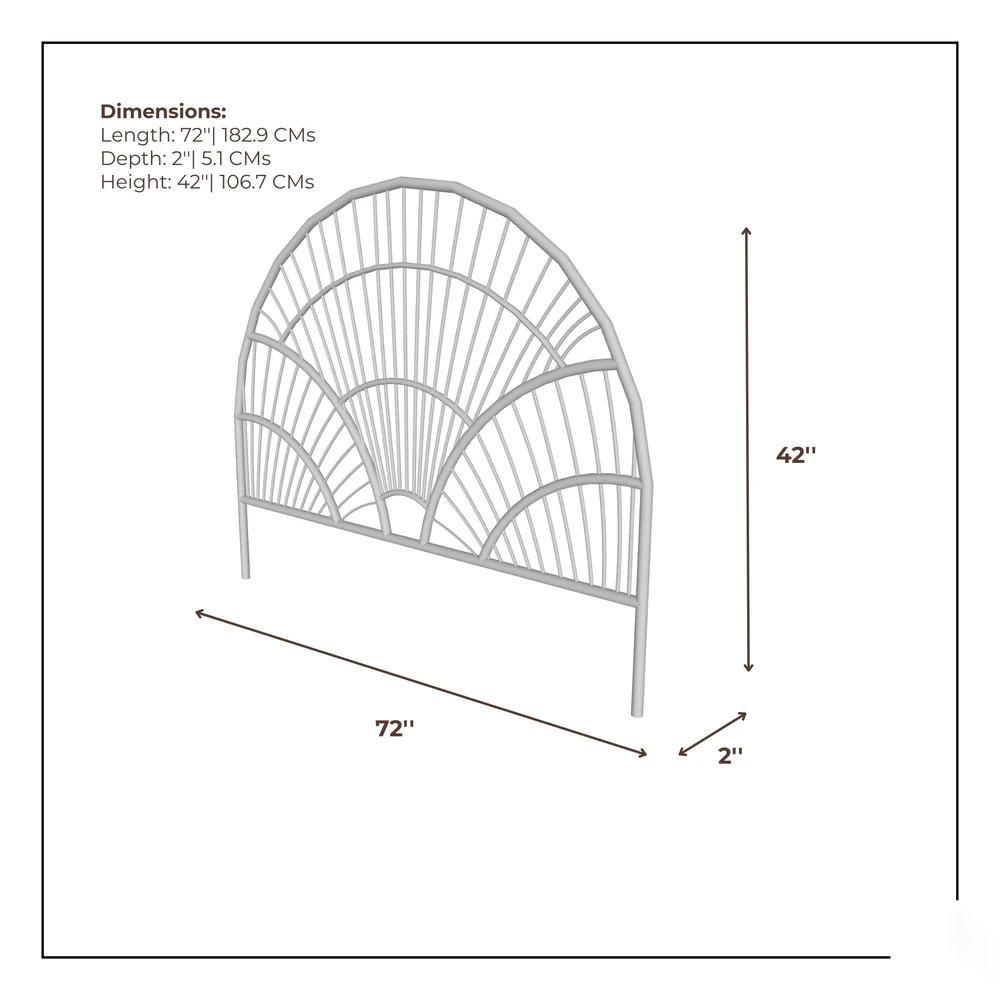 CasaWave Rattan Headboard - Sunburst Cane Design