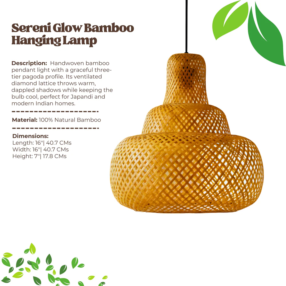Sereni Glow Bamboo Hanging Lamp – Three-Tier Pagoda Pendant