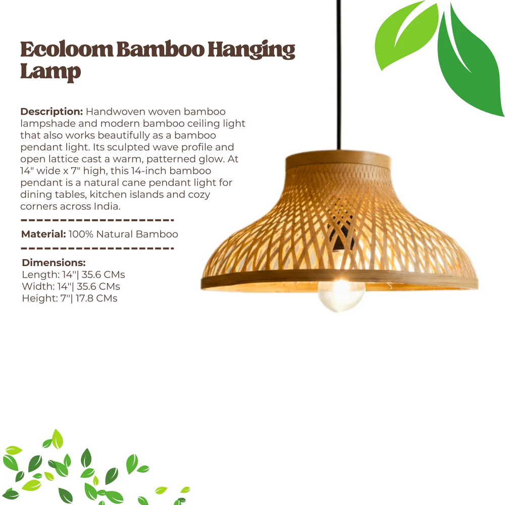 EcoLoom Bamboo Hanging Lamp - Flared Lattice Pendant
