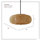 Oval Cage Bamboo Hanging Lamp - Open Lattice Cane