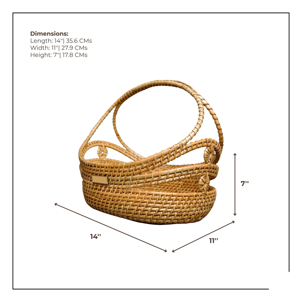 Stock Keeper - Sculptural Oval Rattan Basket with Arch Handle