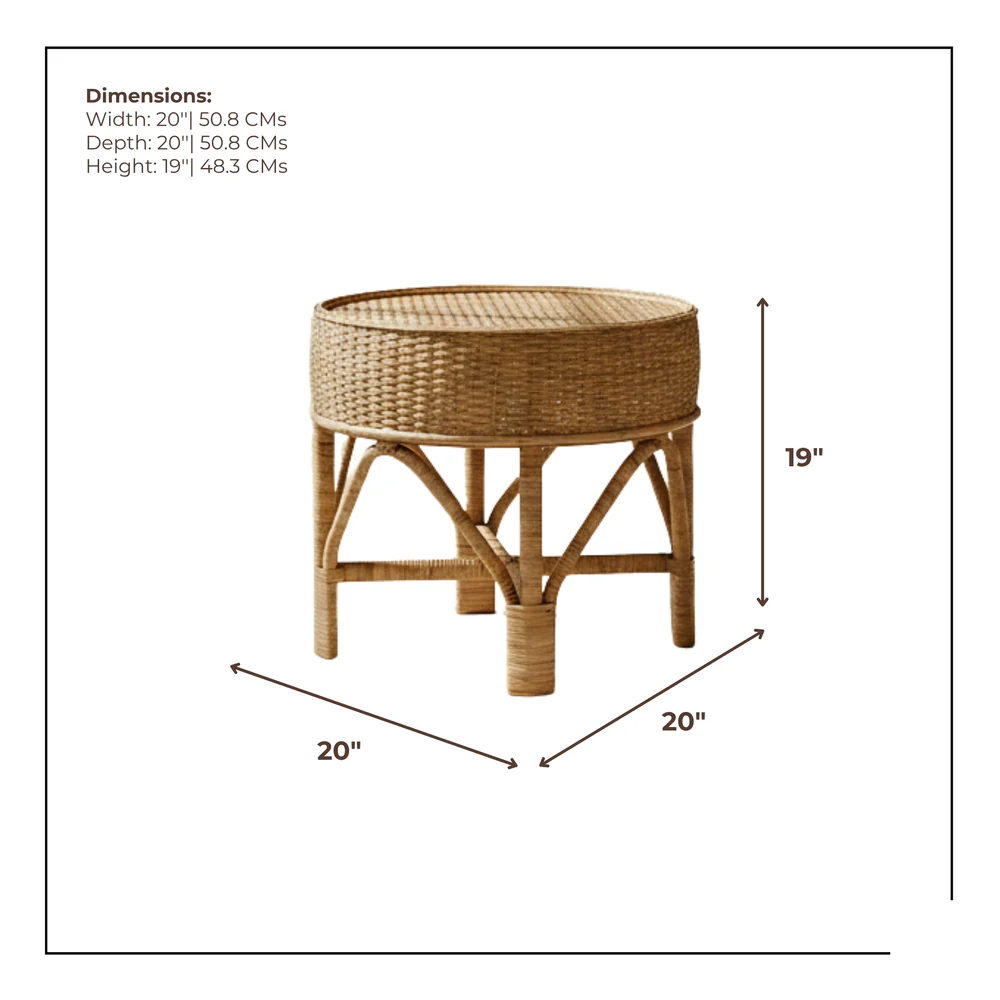 Coffee Table with Handwoven Rattan Top - Weavewood Edition