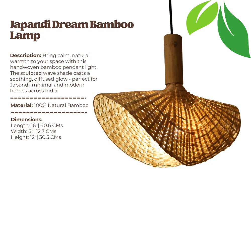 Japandi Dream Bamboo Hanging Lamp - Handwoven Pendant Light