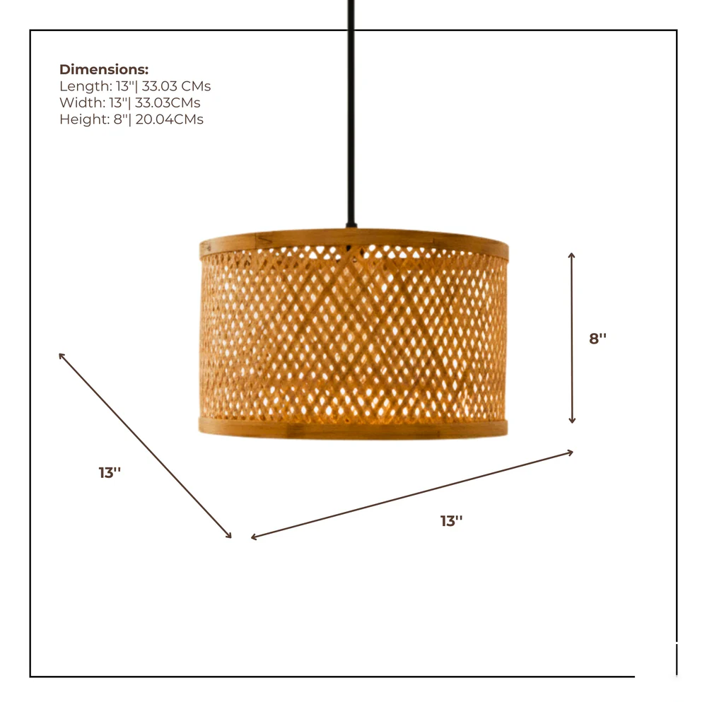 Minimal Nest Bamboo Hanging Lamp - Diamond Lattice Drum