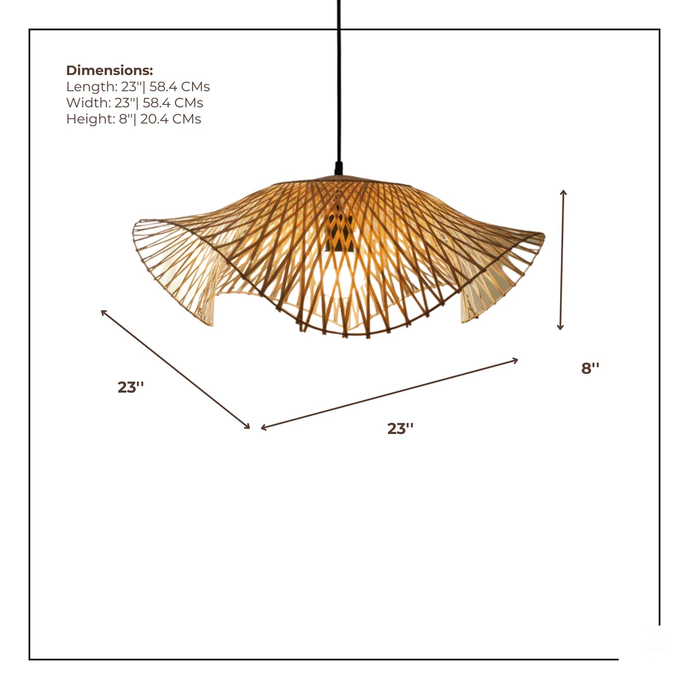Radiance Bamboo Hanging Lamp - Wave-Edge Chevron Cane