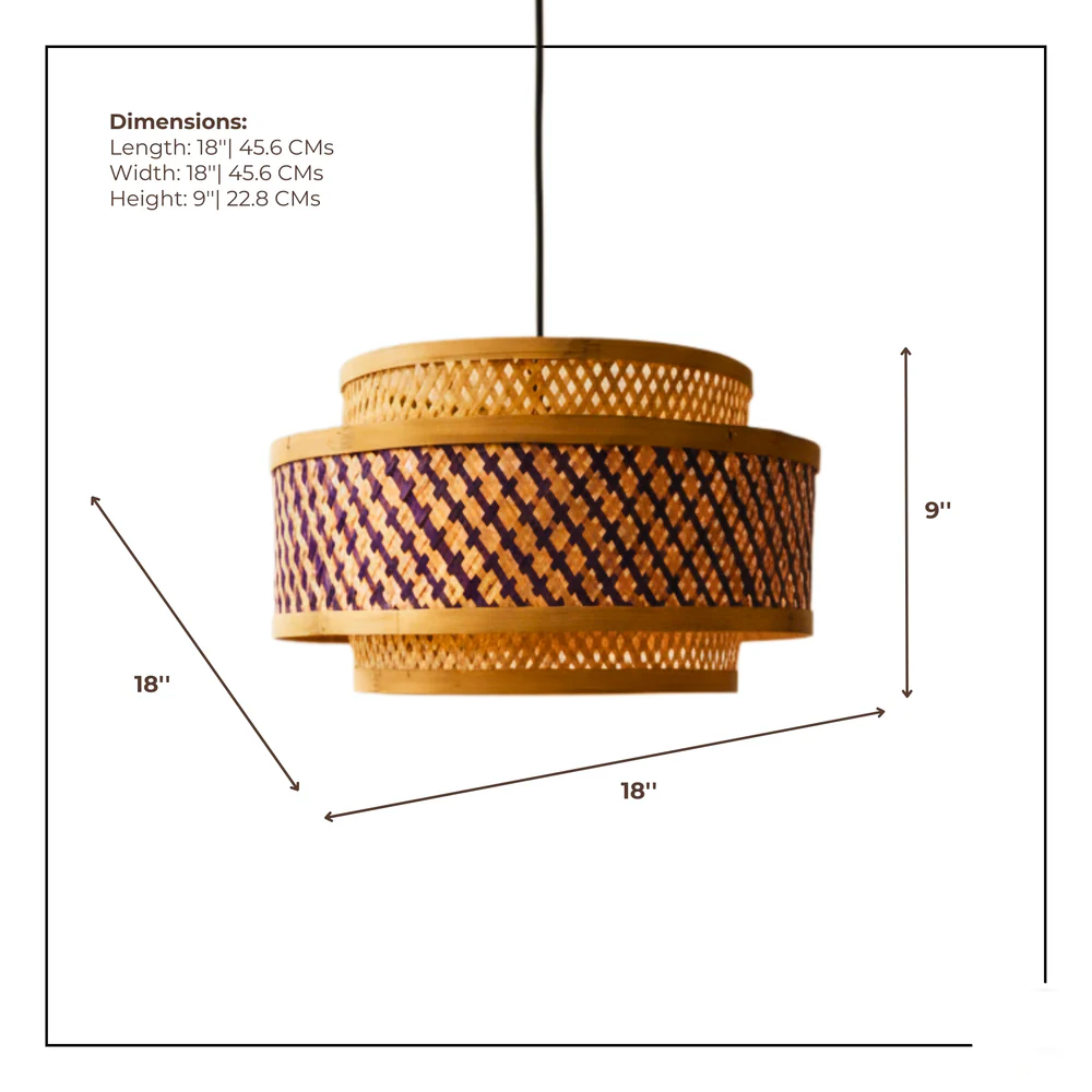 Double Layer Bamboo Hanging Lamp - Tiered Drum Pendant