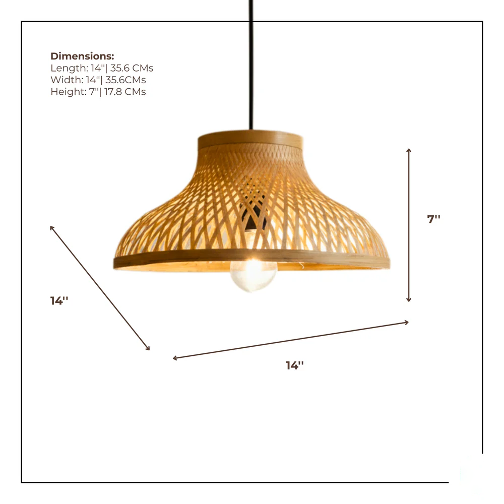 EcoLoom Bamboo Hanging Lamp - Flared Lattice Pendant