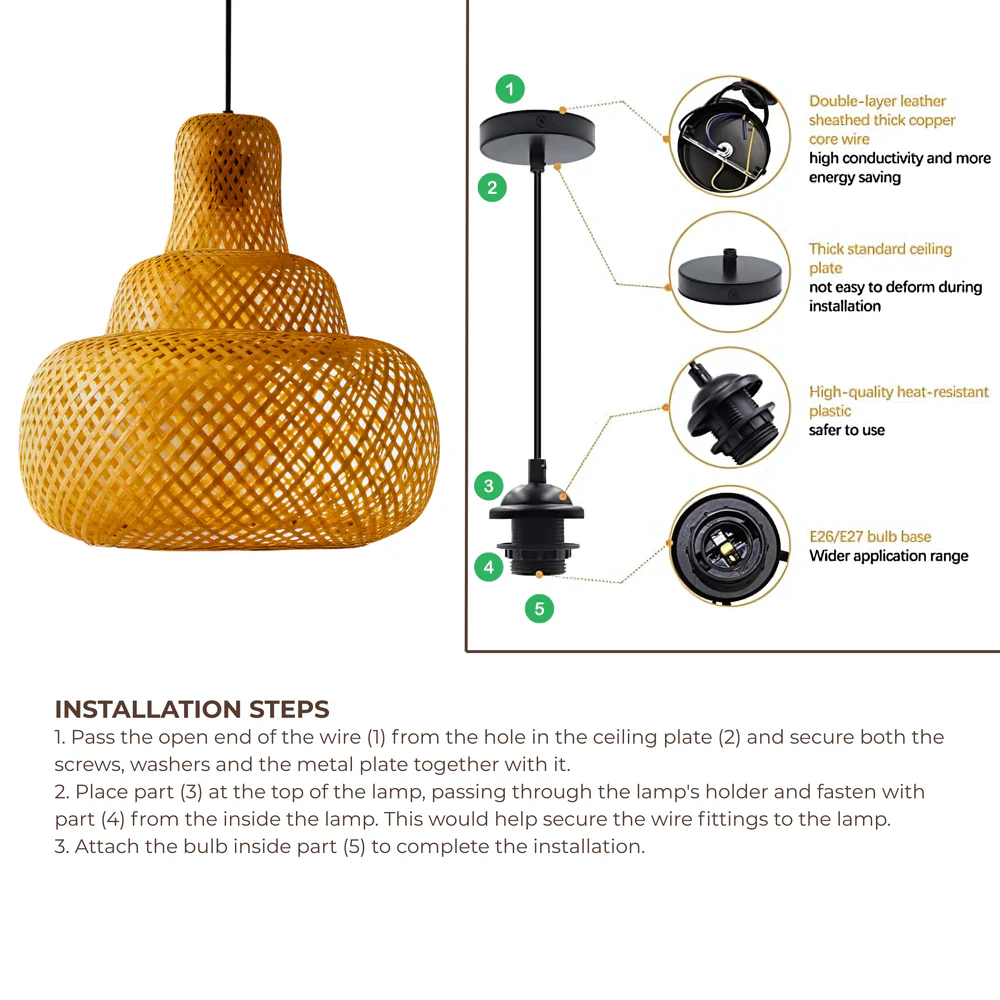 Sereni Glow Bamboo Hanging Lamp – Three-Tier Pagoda Pendant