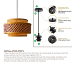 Double Layer Bamboo Hanging Lamp - Tiered Drum Pendant