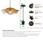 Radiance Bamboo Hanging Lamp - Wave-Edge Chevron Cane