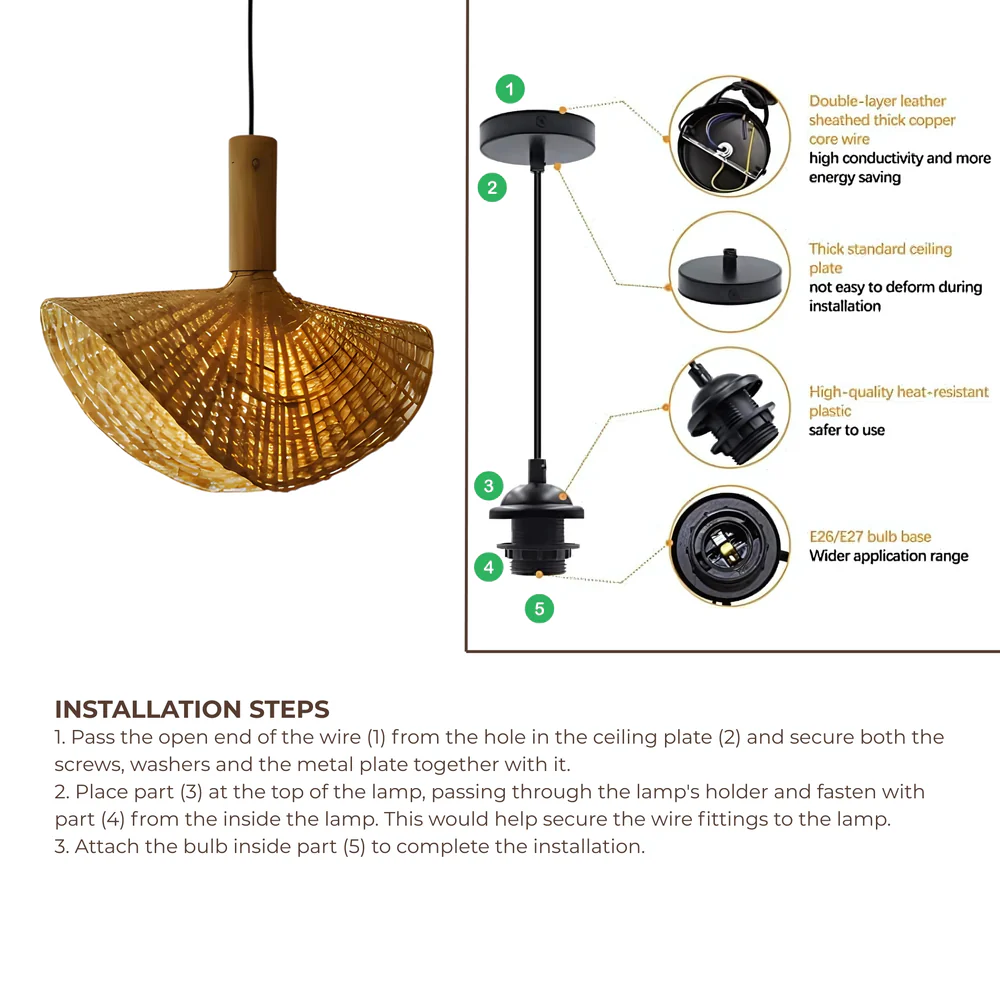Japandi Dream Bamboo Hanging Lamp - Handwoven Pendant Light