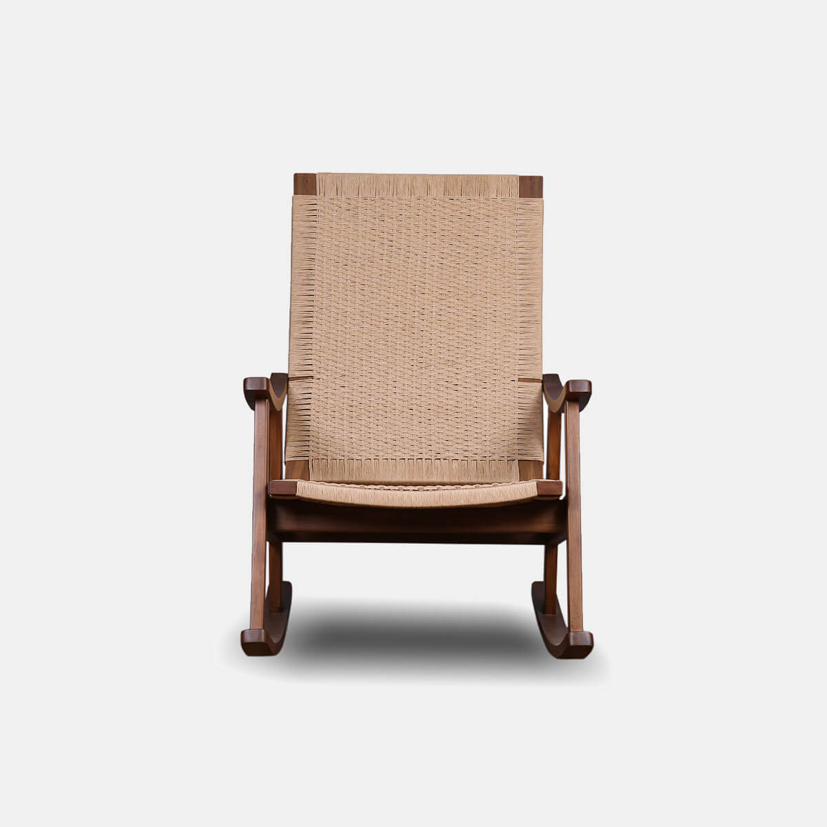 Handcrafted Teakwood Wicker Rocking Chair