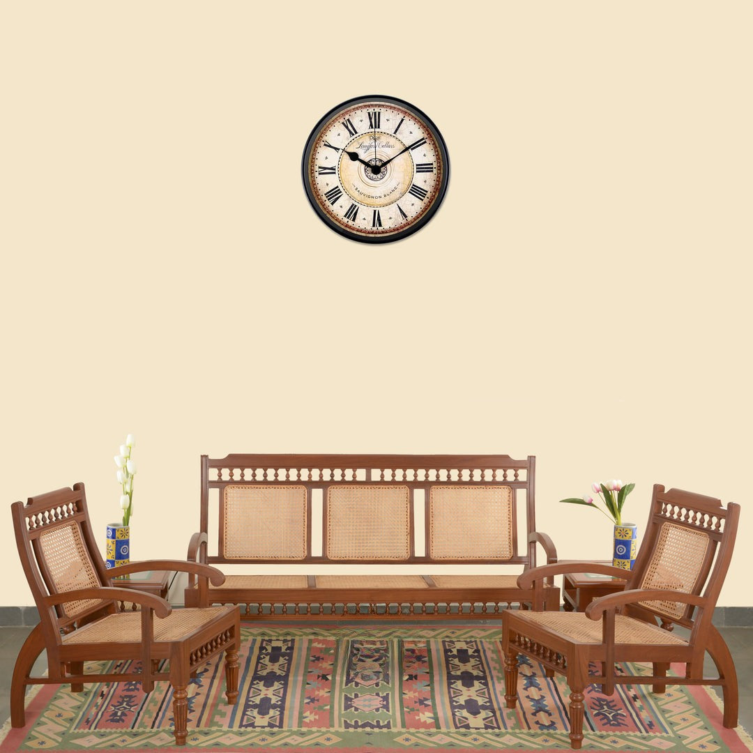 Teakwood Classic Cane Back Sofa Set – Set of 3