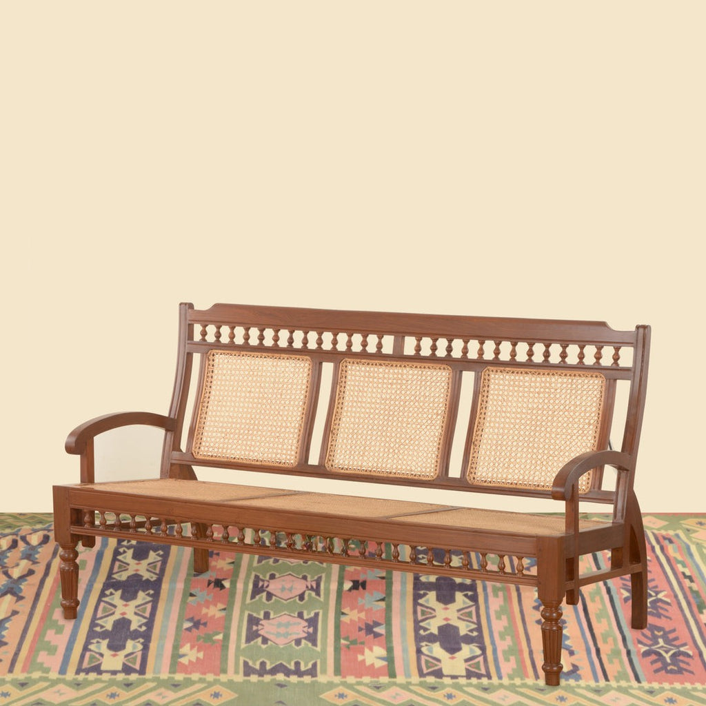 Teakwood Classic Cane Back Sofa Set – Set of 3