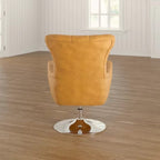 Elegance Teakwood Tufted Wingback Chair with Metal Base