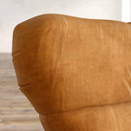 Elegance Teakwood Tufted Wingback Chair with Metal Base