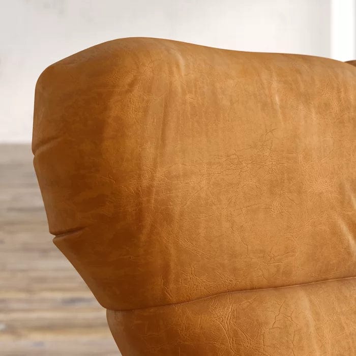 Elegance Teakwood Tufted Wingback Chair with Metal Base