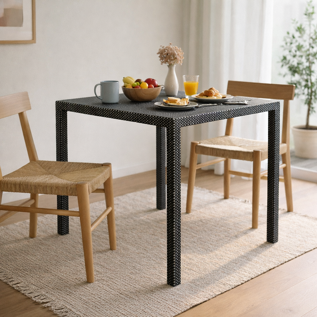DINING TABLE WITH GLASS TOP (AHO/032/001)