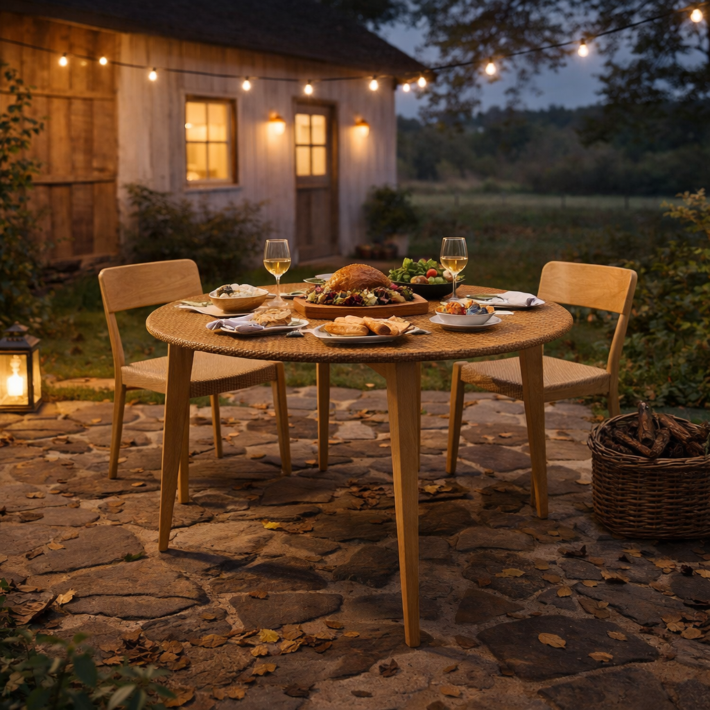 ROUND DINING TABLE WITH GLASS TOP (AHO/017/011)