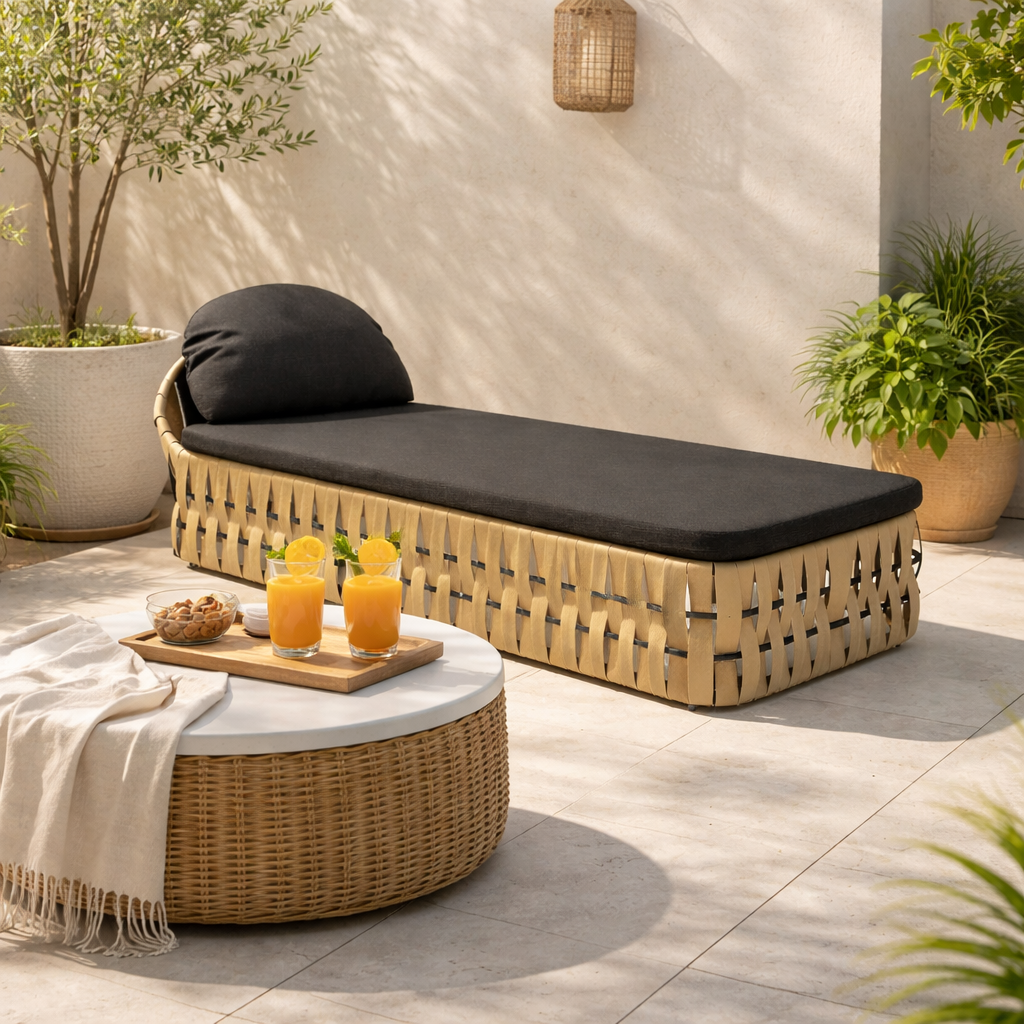 SUNLOUNGER WITH CUSHION (AHO/058/008)