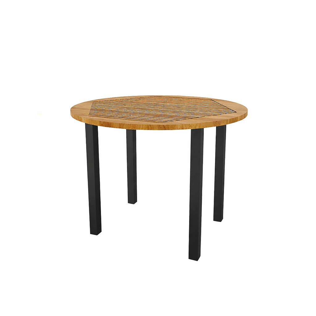 ROUND DINING TABLE WITH TEAK WOOD TOP (AHO/043/005)