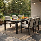 DINING TABLE EIGHT SEATER WITH GLASS TOP (AHO/047/002)