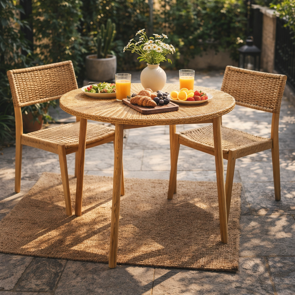 ROUND DINING TABLE WITH GLASS TOP (AHO/016/010)