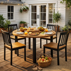 ROUND DINING TABLE WITH TEAK WOOD TOP (AHO/043/005)