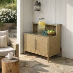SERVICE SIDE BOARD WITH GLASS TOP (AHO/079/001)