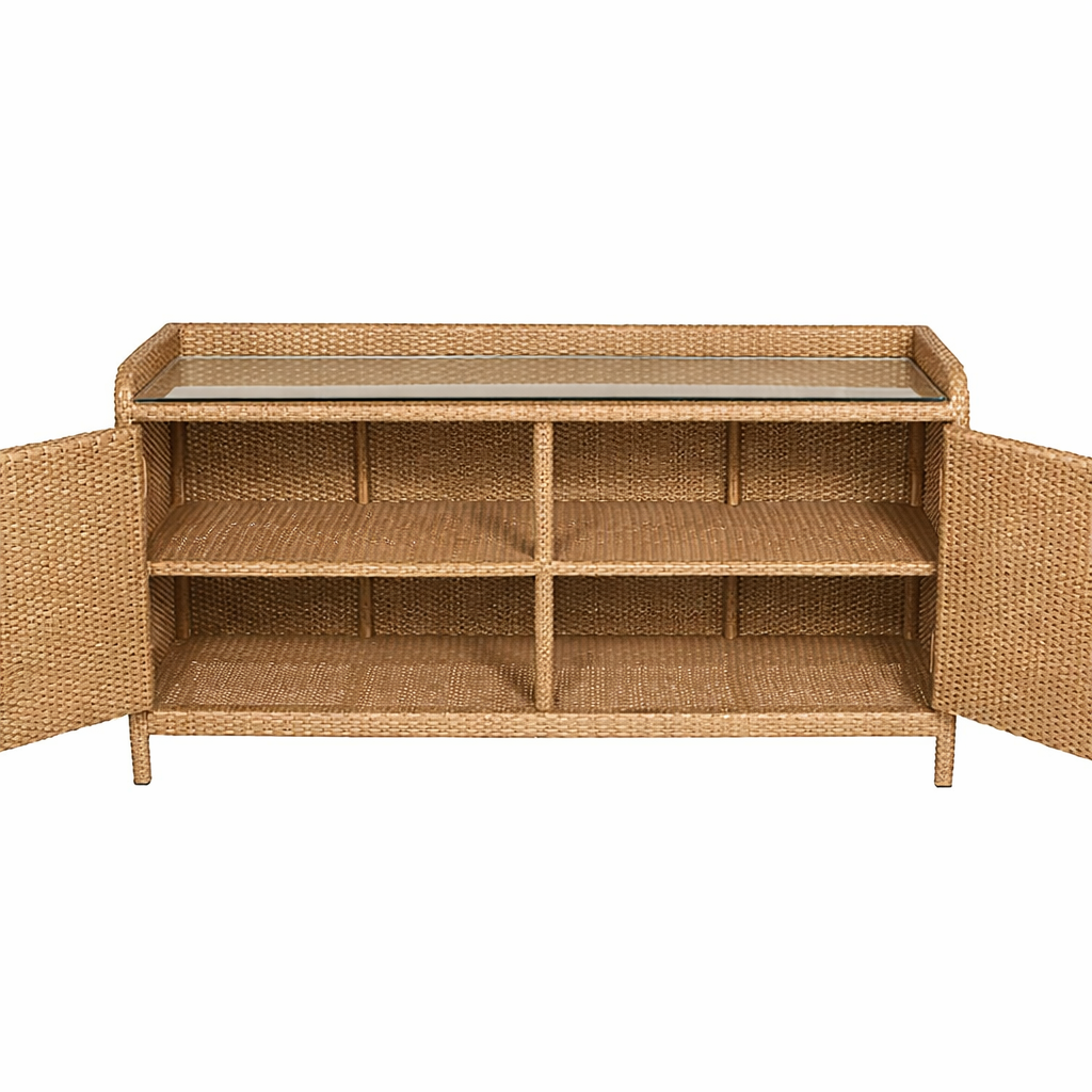 SERVICE SIDE BOARD WITH GLASS TOP (AHO/080/001)