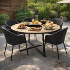 DINING TABLE ROUND WITH TEAK WOOD TOP (AHO/029/009)