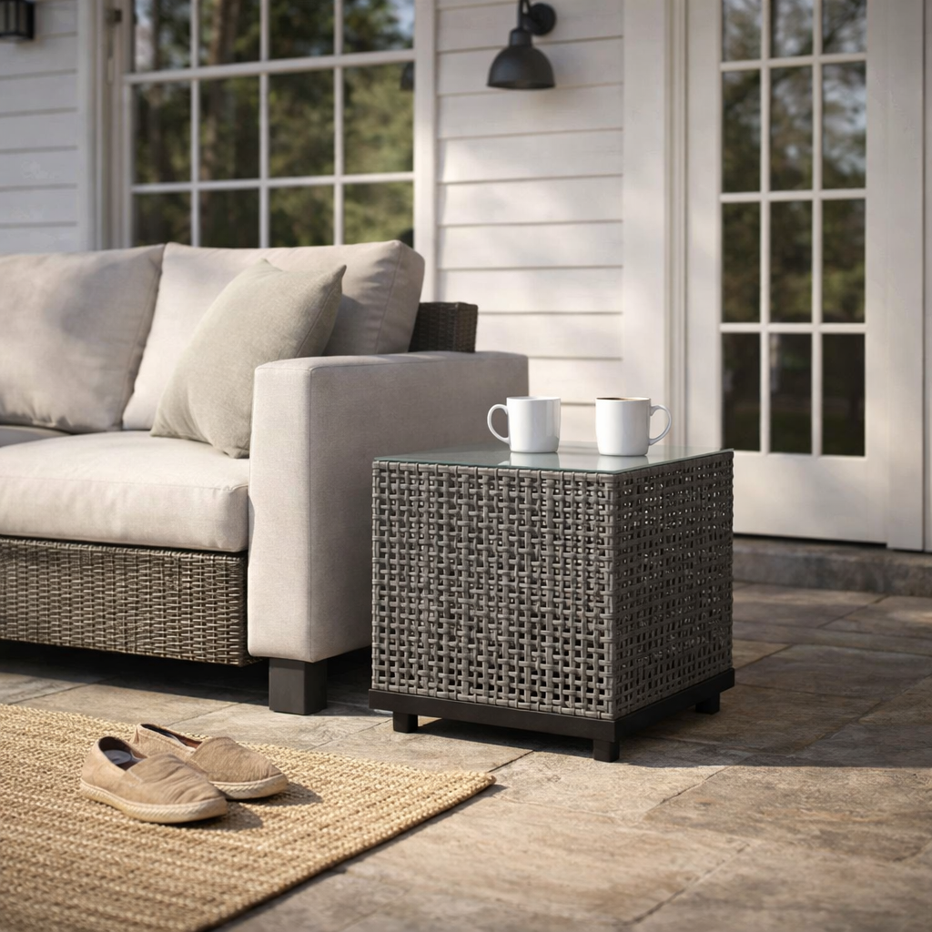 SIDE TABLE WITH GLASS TOP (AHO/003/016)