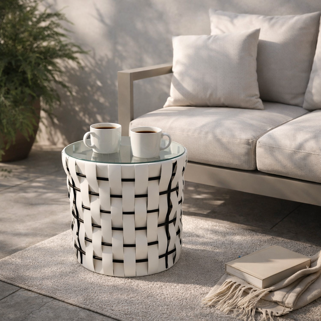 SIDE TABLE WITH GLASS TOP (AHO/058/007)