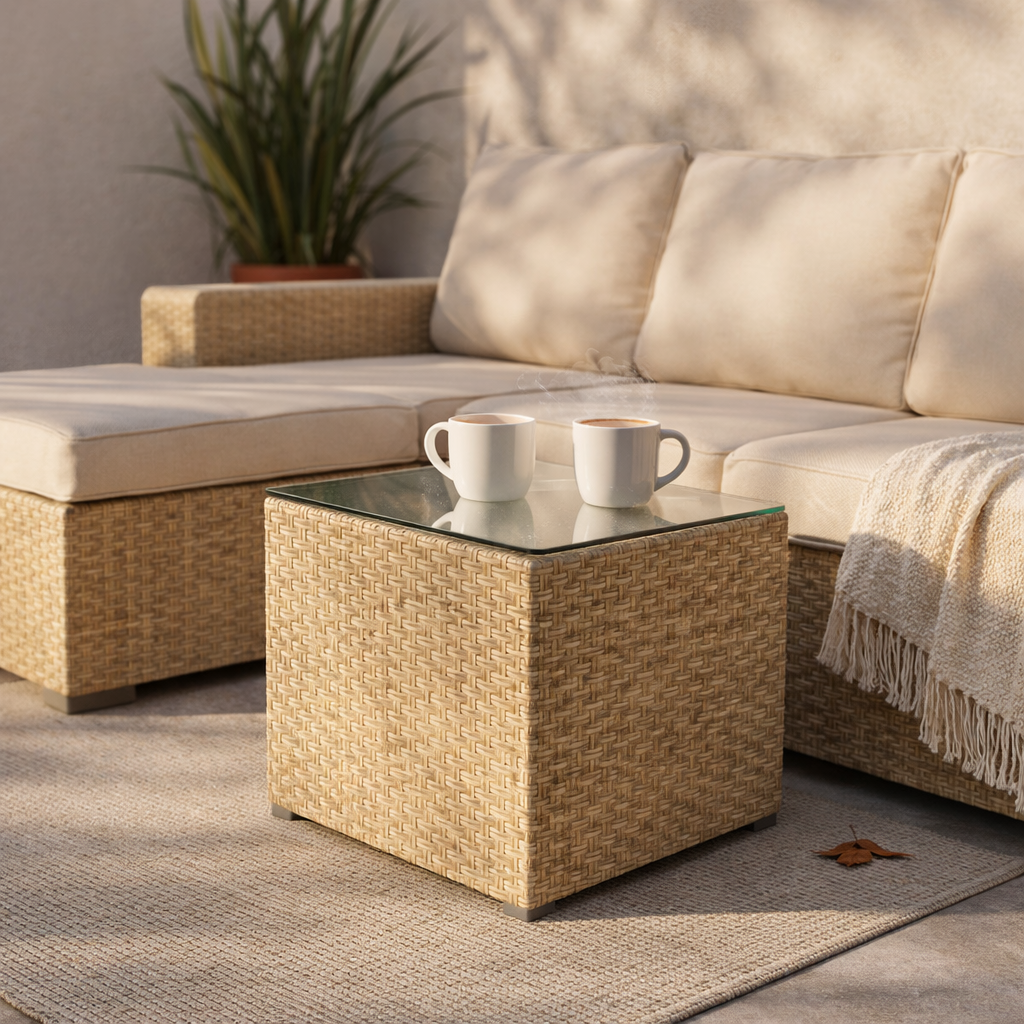SIDE TABLE WITH GLASS TOP (AHO/006/011)