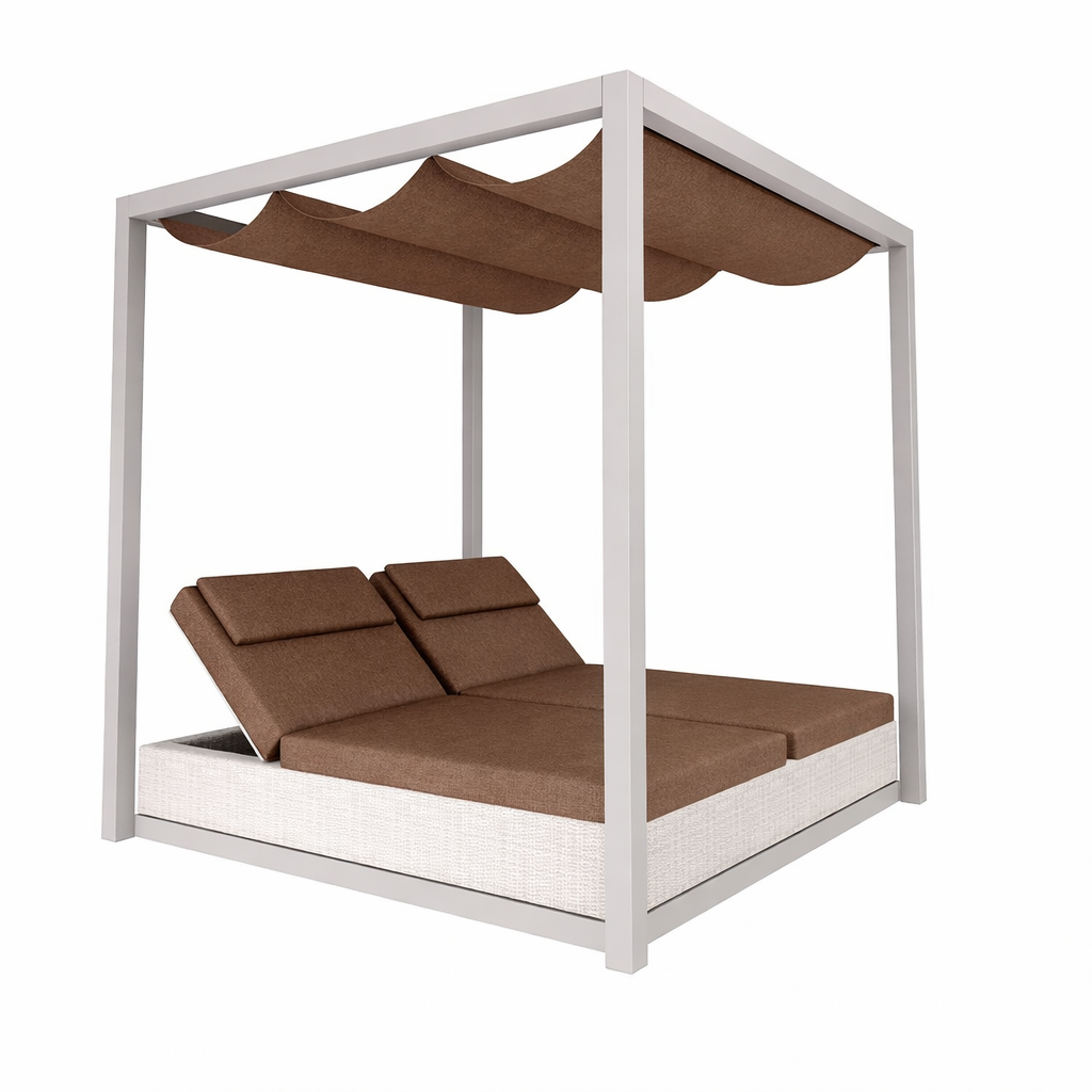 DOUBLE SUN BED NO CURTAINS WITH CUSHION (AHO/019/001)