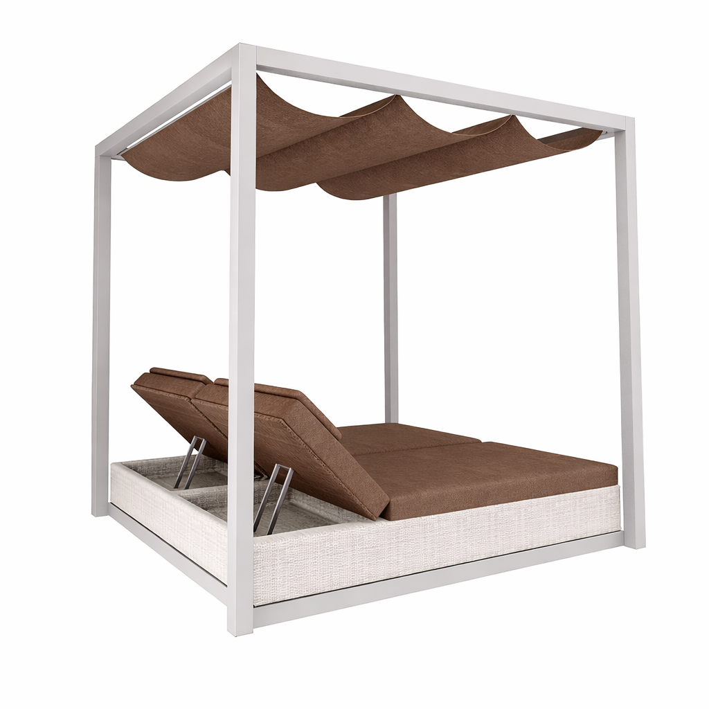 DOUBLE SUN BED NO CURTAINS WITH CUSHION (AHO/019/001)