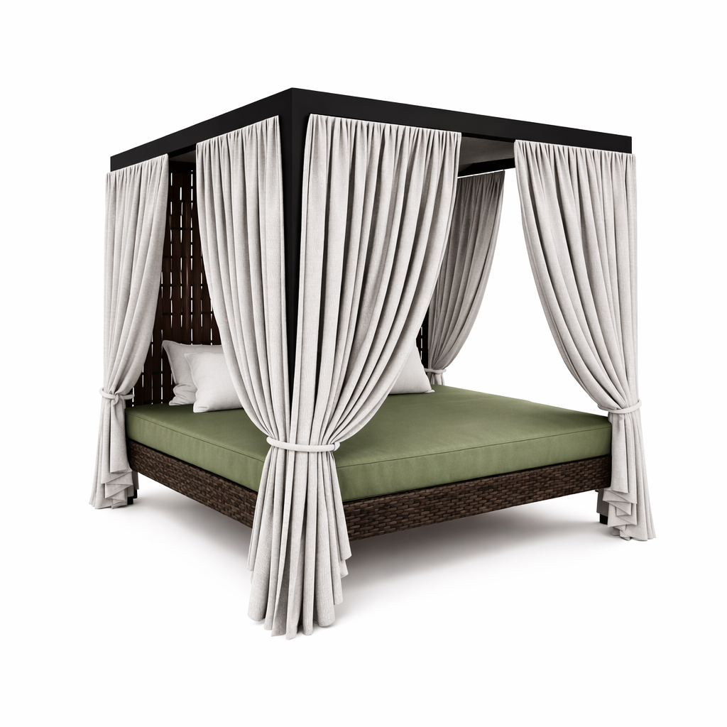 FOUR POSTER DAY BED WITH CURTAINS (AHO/058/012)