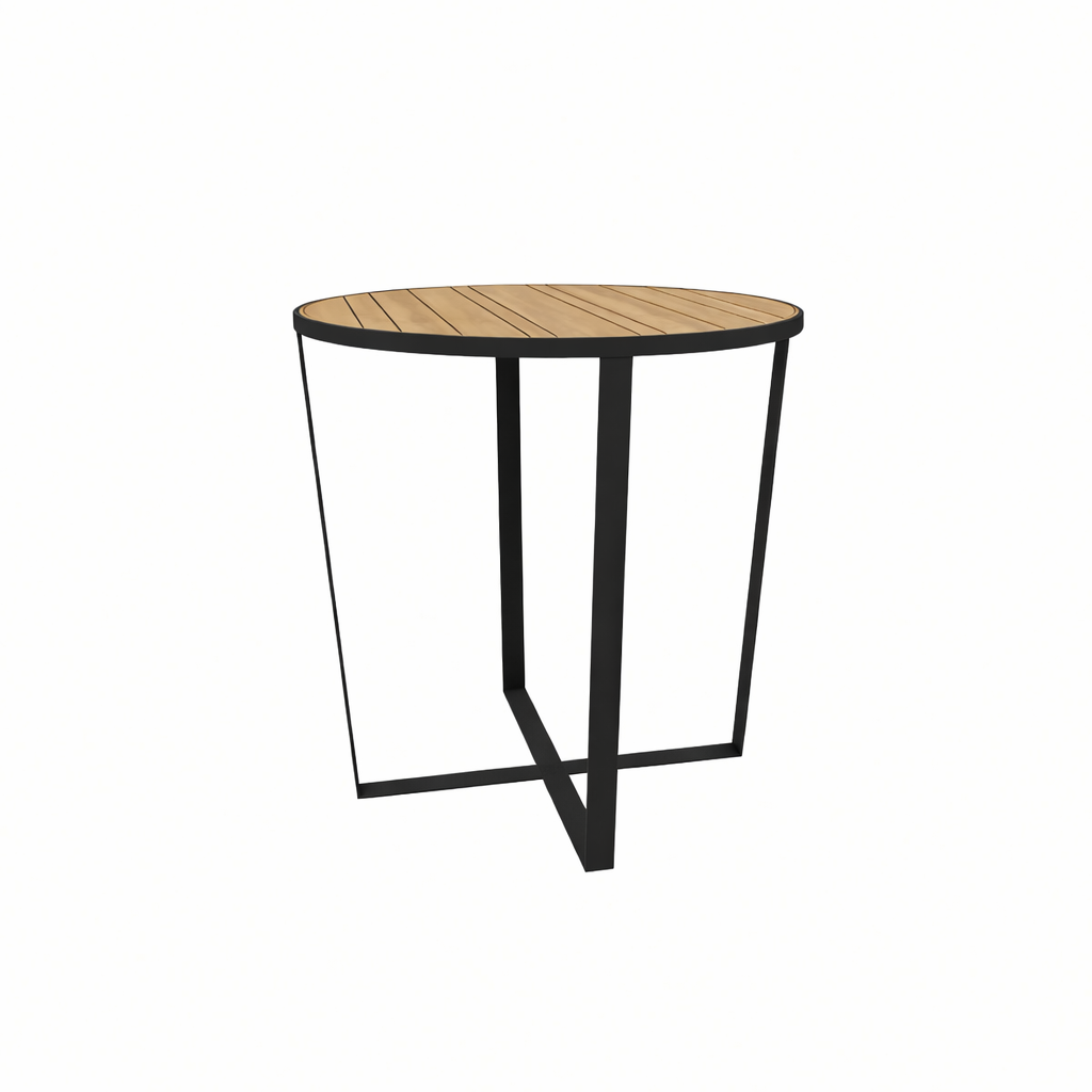 ROUND SIDE TABLE 50 CM. WITH TEAK WOOD TOP (AHO/042/011)