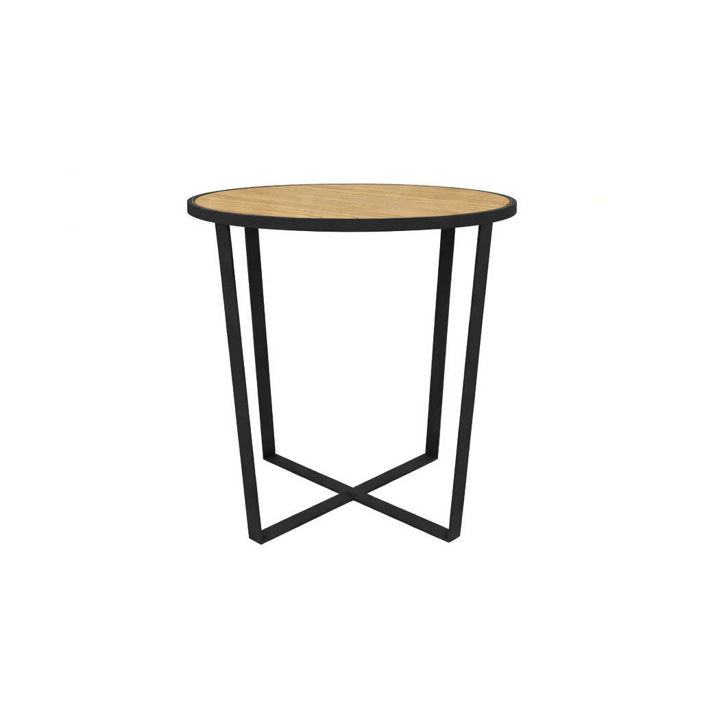 ROUND SIDE TABLE 50 CM. WITH TEAK WOOD TOP (AHO/042/011)
