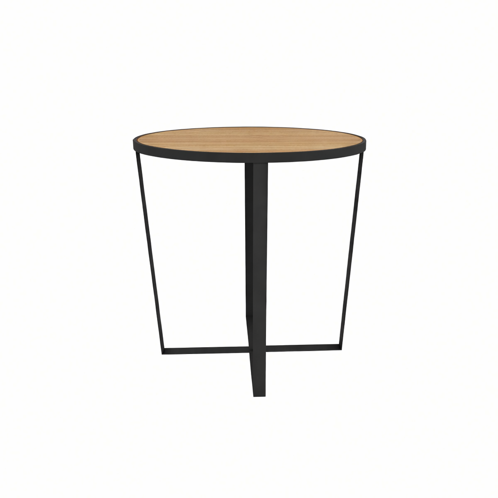 ROUND SIDE TABLE 50 CM. WITH TEAK WOOD TOP (AHO/042/011)
