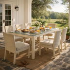 DINING TABLE WITH GLASS TOP (AHO/003/003)
