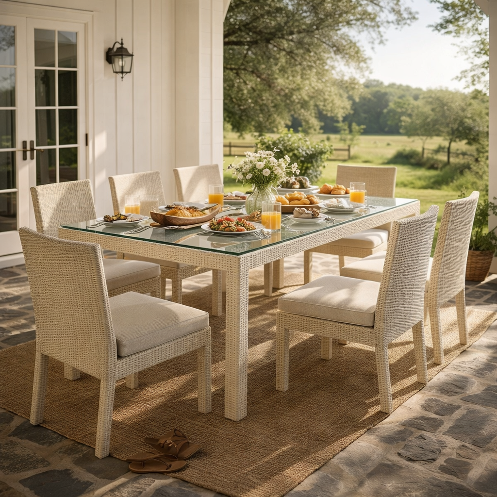 DINING TABLE WITH GLASS TOP (AHO/003/003)