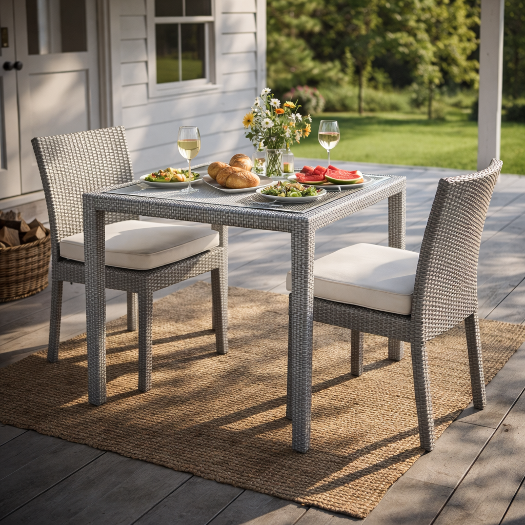 DINING TABLE 100 X 100 CM WITH GLASS TOP (AHO/030/001)