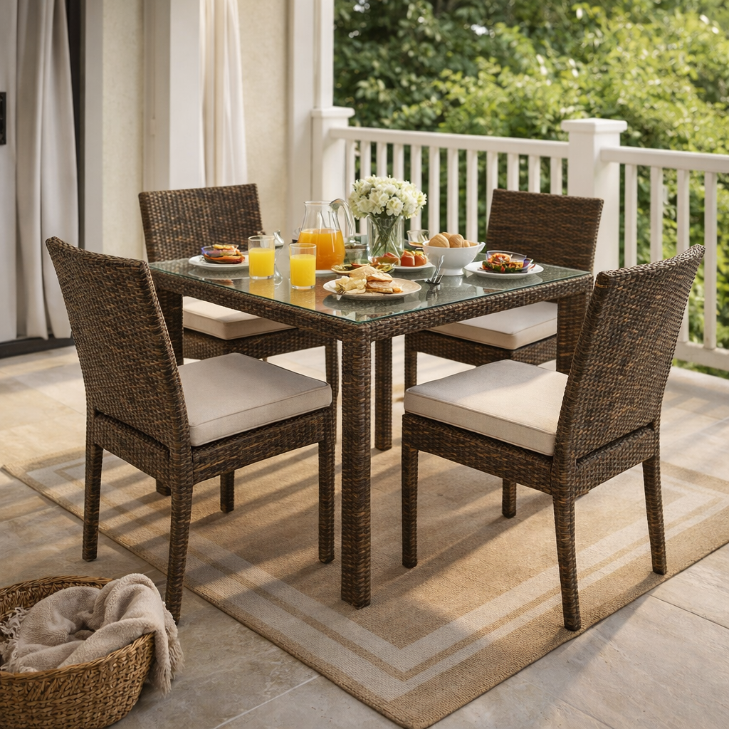 SQUARE DINING TABLE WITH GLASS TOP (AHO/021/005)