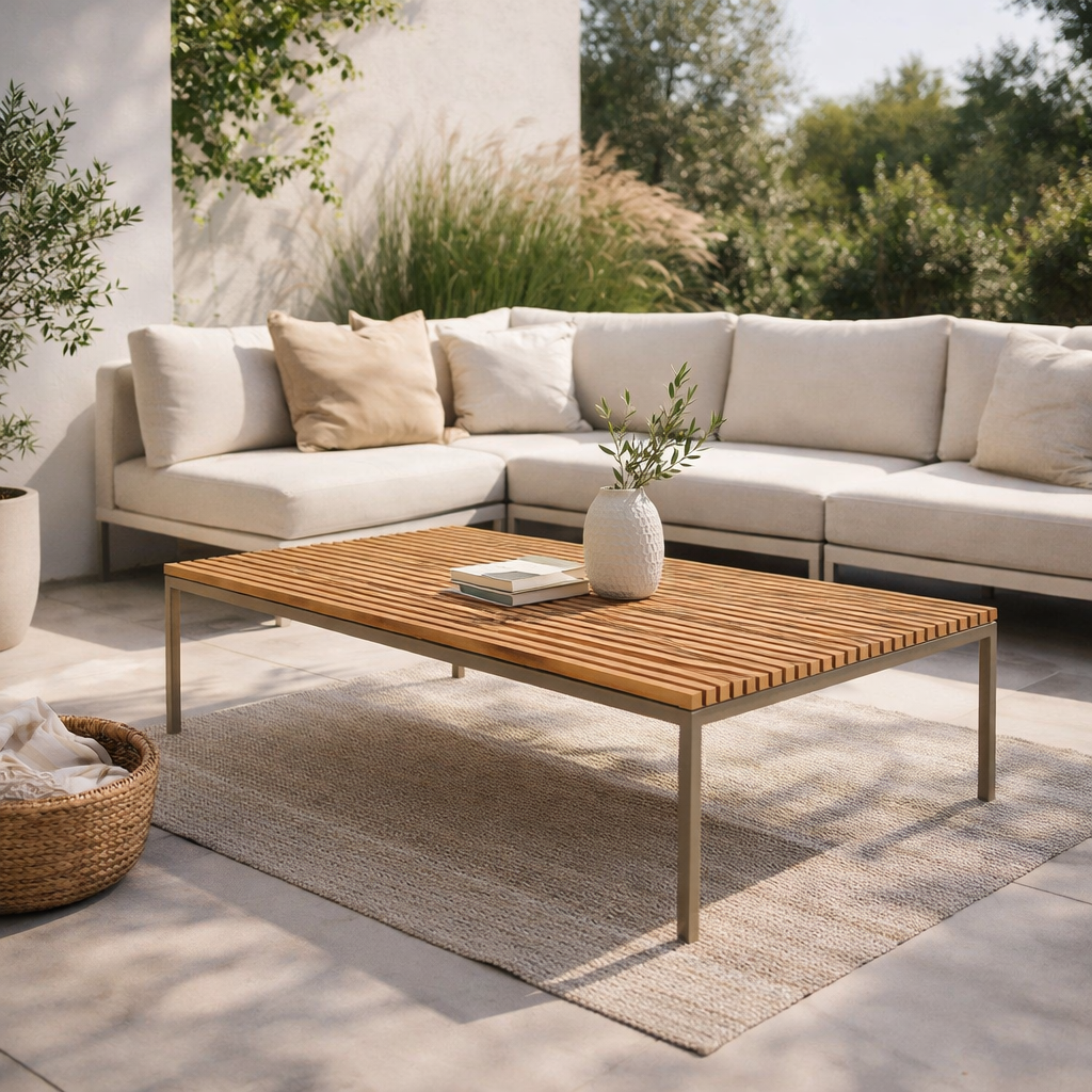 LOUNGE TABLE WITH TEAK WOOD TOP (AHO/045/022)
